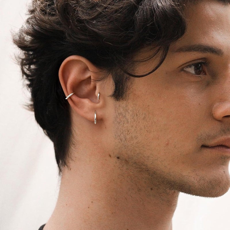 Poxtex Small Gold Huggie Hoop Earrings Set for Women Men Hypoallergenic 14K Plated Stack Cartilage Earrings, Multiple Piercing Lightweight Mini Thin Cute Dainty Trendy Jewelry Set Christmas Gifts for Women - Image 2